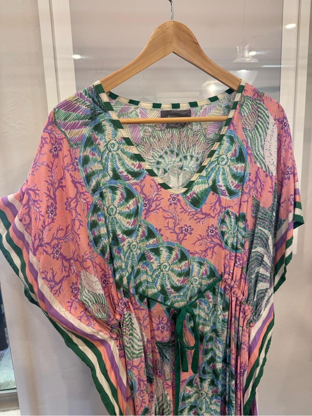 Anthropologie Seaside Caftan Pink & Green